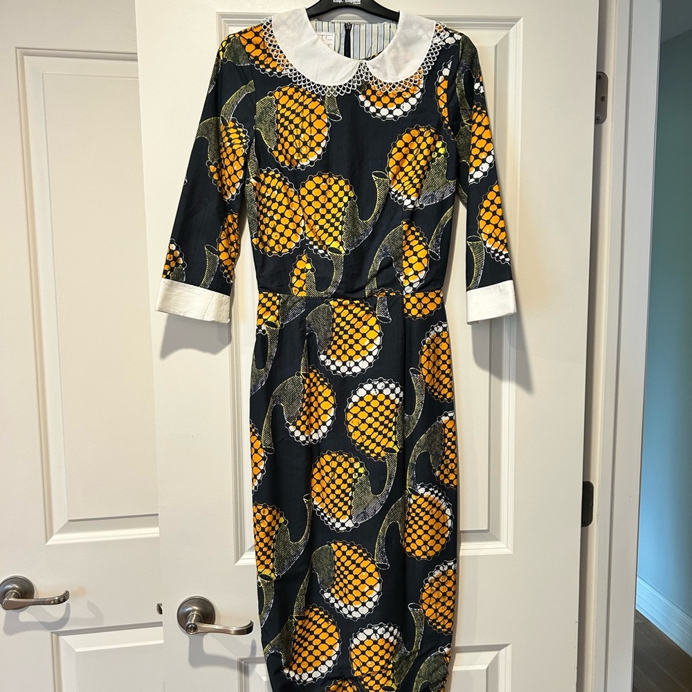Stella Jean Black and Yellow Long Sleeve Dress